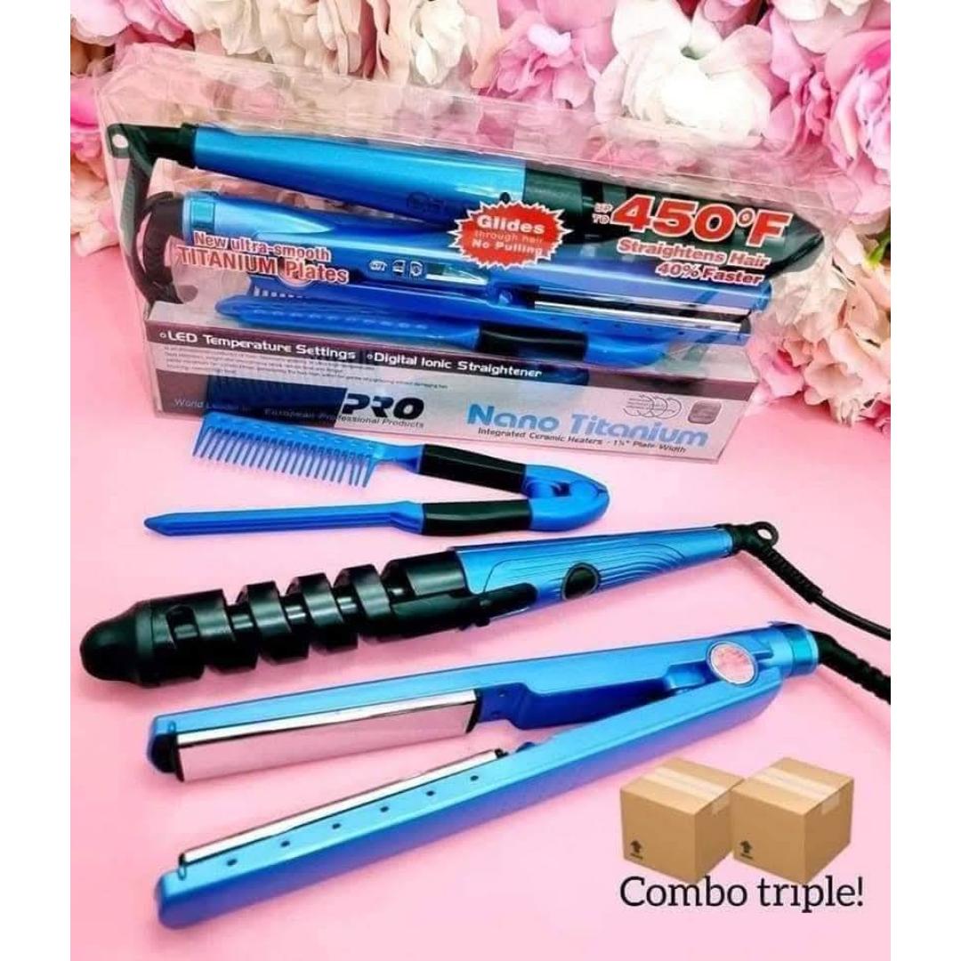 SET PLANCHA FERRO PEINE